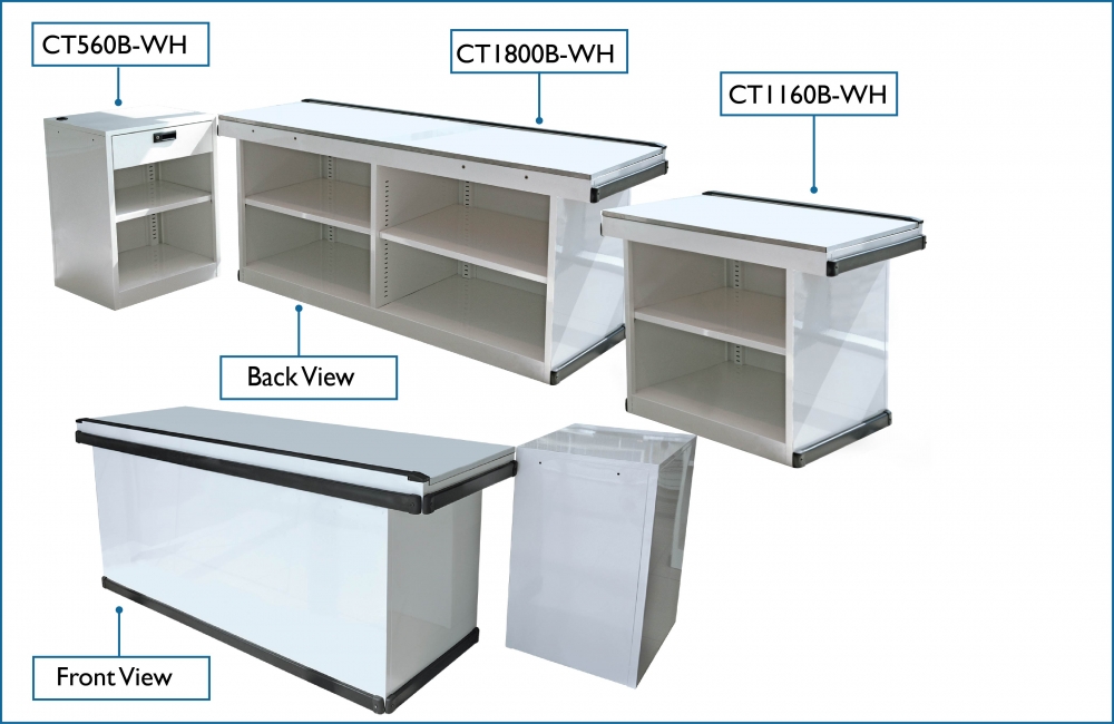 Cashier Counter Shelving with Side Table