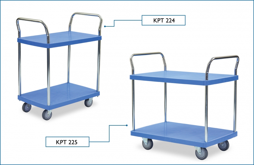 KOMADA PVC 2 Shelf 2 Handle Trolley