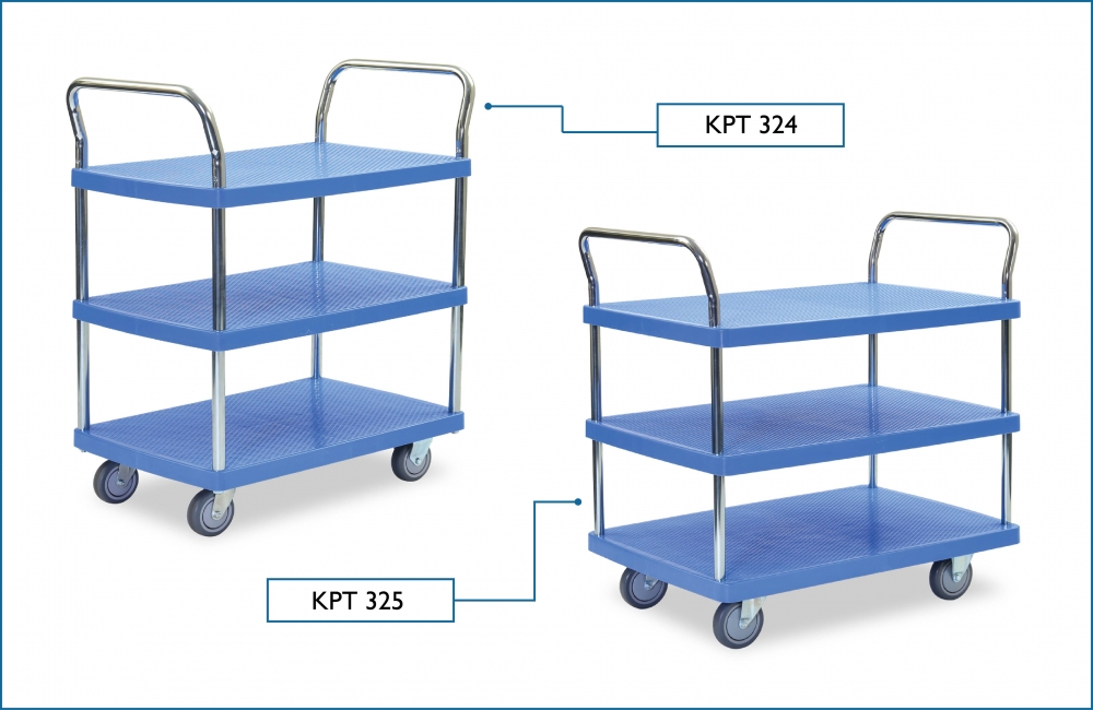 KOMADA PVC 3 Shelf 2 Handle Trolley