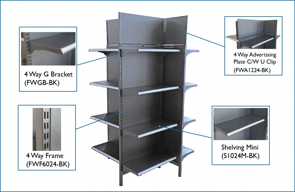 4 Way Gondola Rack